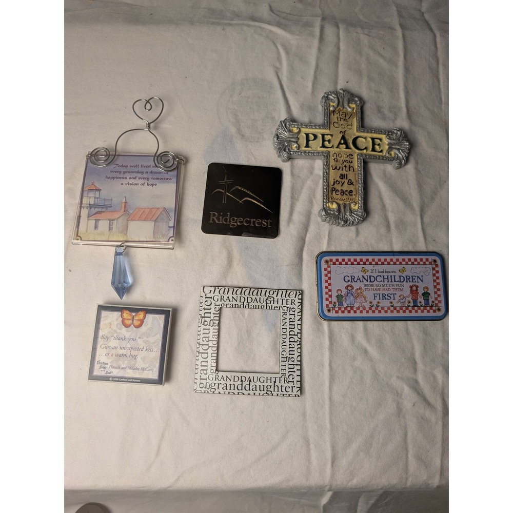 Inspirational Home Decor Lot Religious Cross Chicken Soup Soul Magnets Tin 6pc